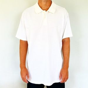Merona men’s white cotton textured ribbed stripe casual polo shirt size XXL